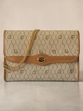 Vintage Christian Dior Honeycomb Monogram Chain Crossbody/Clutch